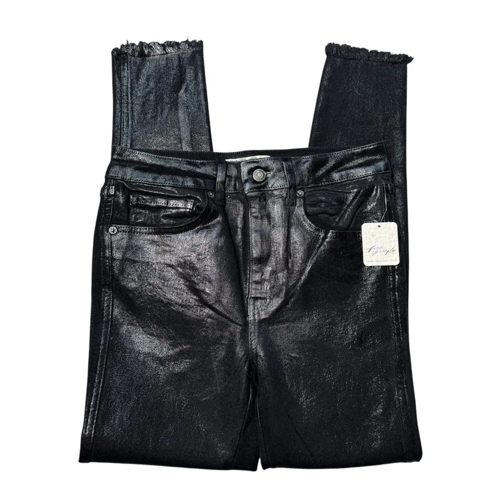 NWT New Free People Raw High-Rise Coated Jeans Size 28